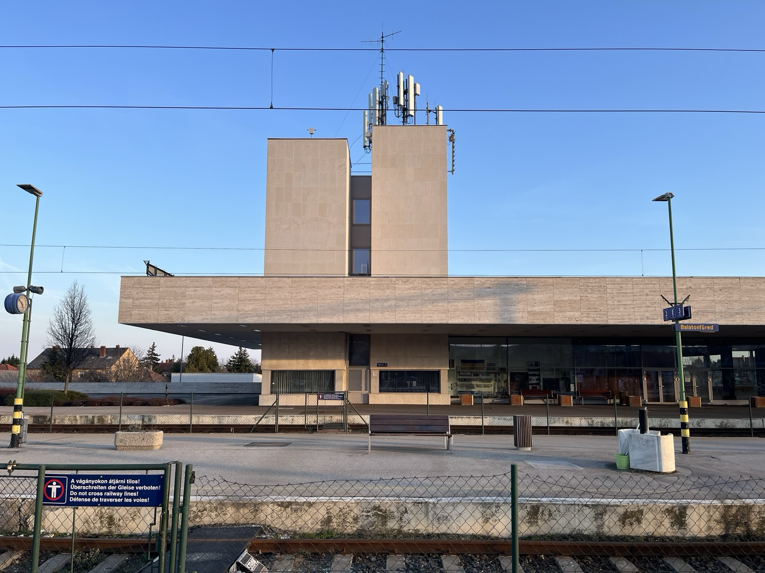 Sleek concrete train station of Balatonfüred