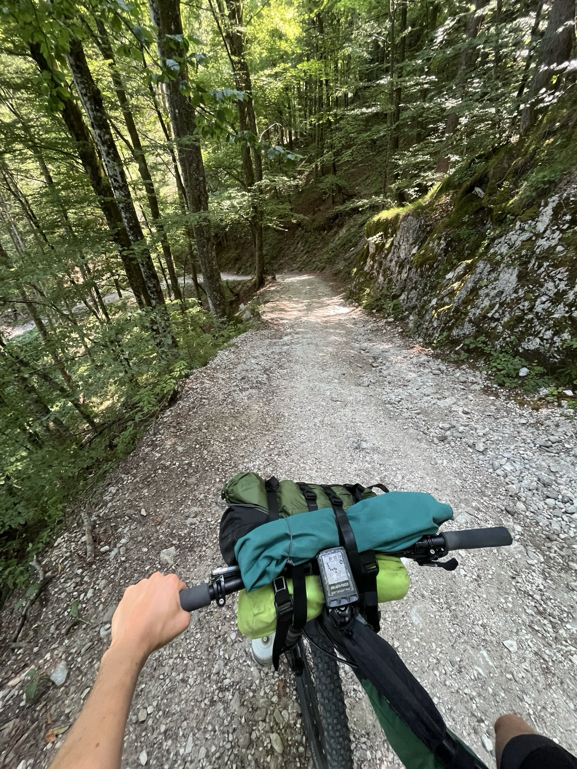 Forest trail with rough gravel