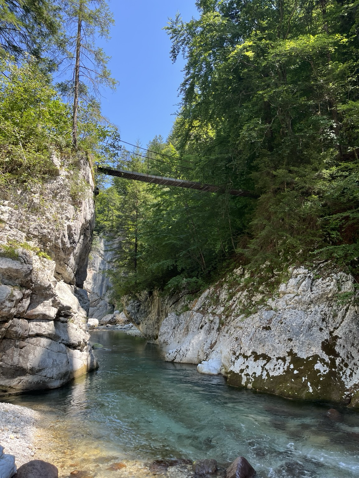 Foot bridge hanging over the gorge
