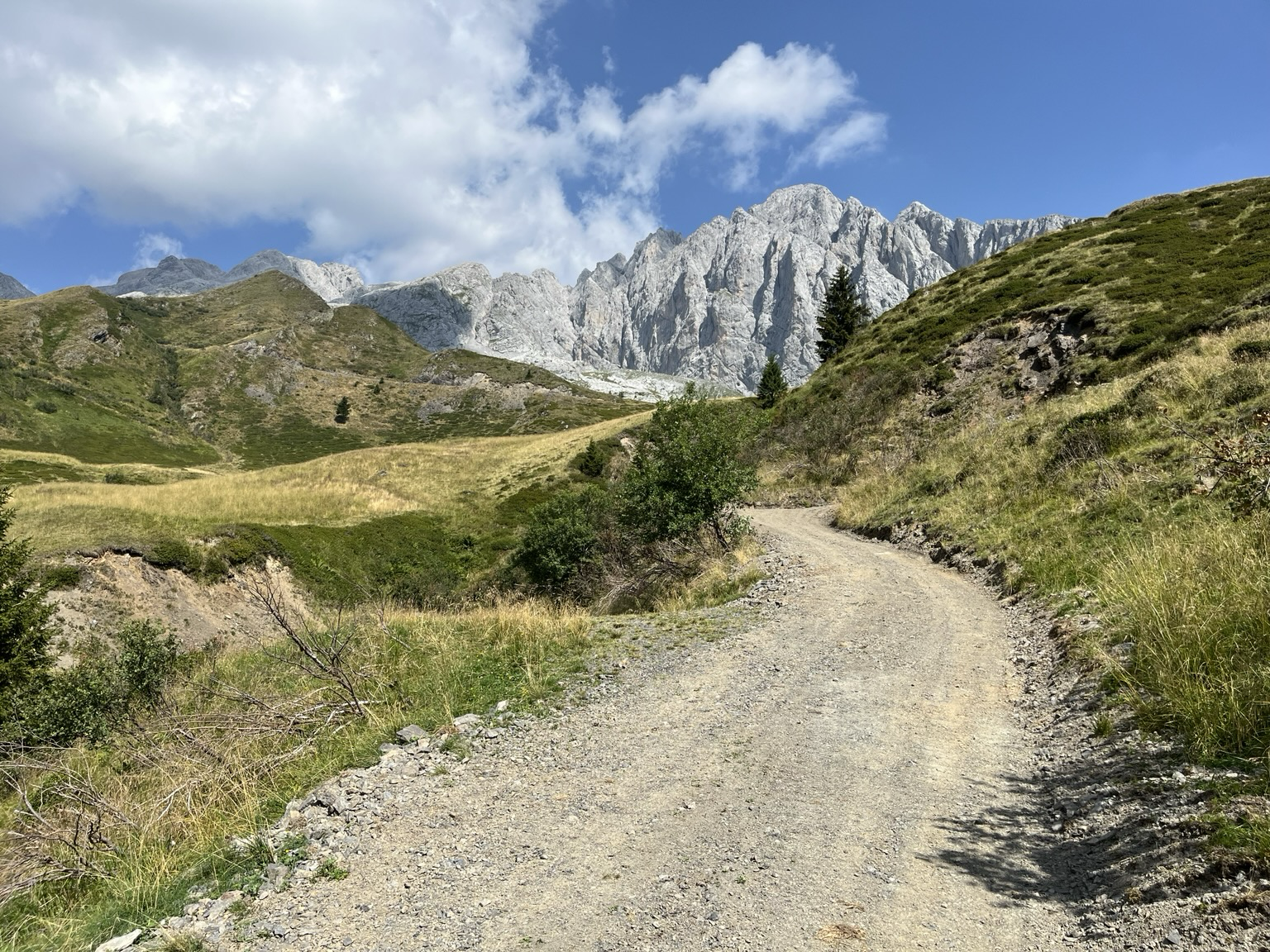 Gravel road on the first climb